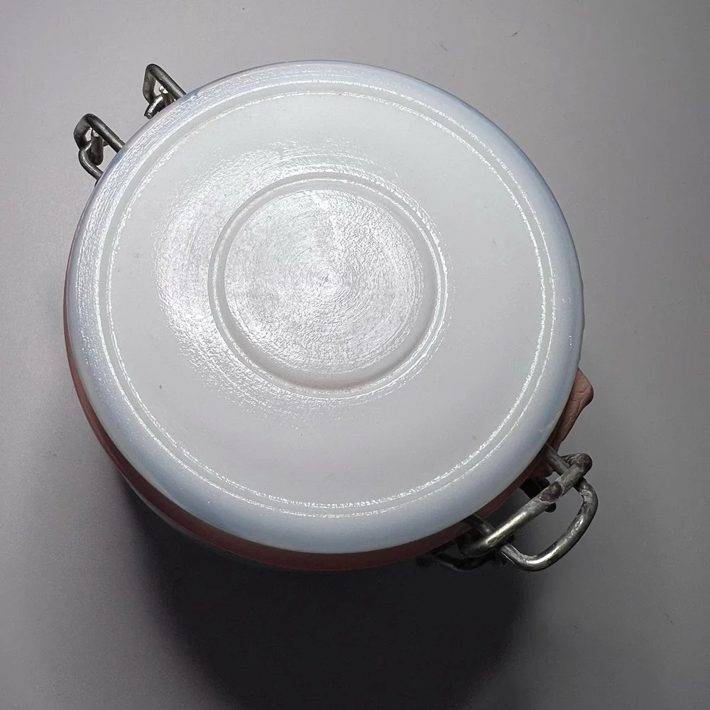 Vintage Milk Glass Wheaton Lidded Jar Canister Bale Clamp Locking Rubber Gasket‎